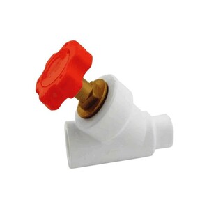 Клапан (вентиль) PP-R запорный белый внутр/наруж пайка Дн 25х45гр Ру25 RTP (РосТурПласт) 14220
