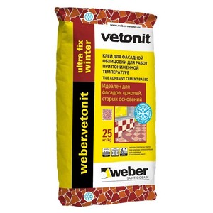 Клей для фасадной облицовки Weber.Vetonit Ultra Fix Winter 25 кг