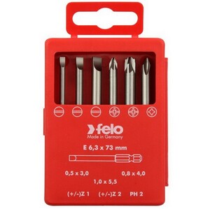 Набор бит Felo Profi SL/Z (+/-) 73 мм 6 предметов в кейсе