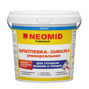 Neomid, 5 кг, шпатлевка-замазка универсальная для заделки глубоких выбоин и трещин
